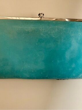 HOBO Teal Clutch Wallet with Silver Frame